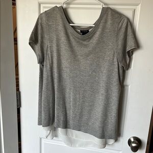 Ann Taylor Gray Asymmetrical Relaxed Tee
